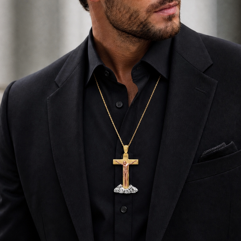 Three Tone Savior Crucifix Pendant 71372