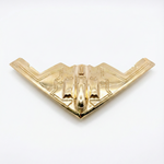 Gold B-2 Bomber shaped ring with four-finger design and sleek polished finish.