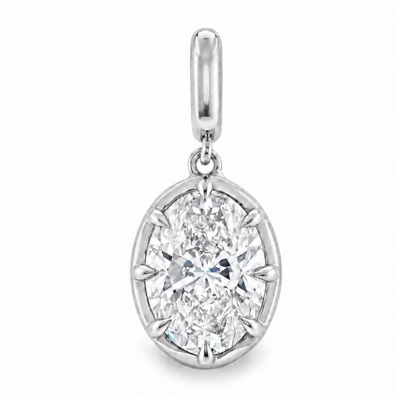 Georgian Set Oval Diamond Pendant, view 2