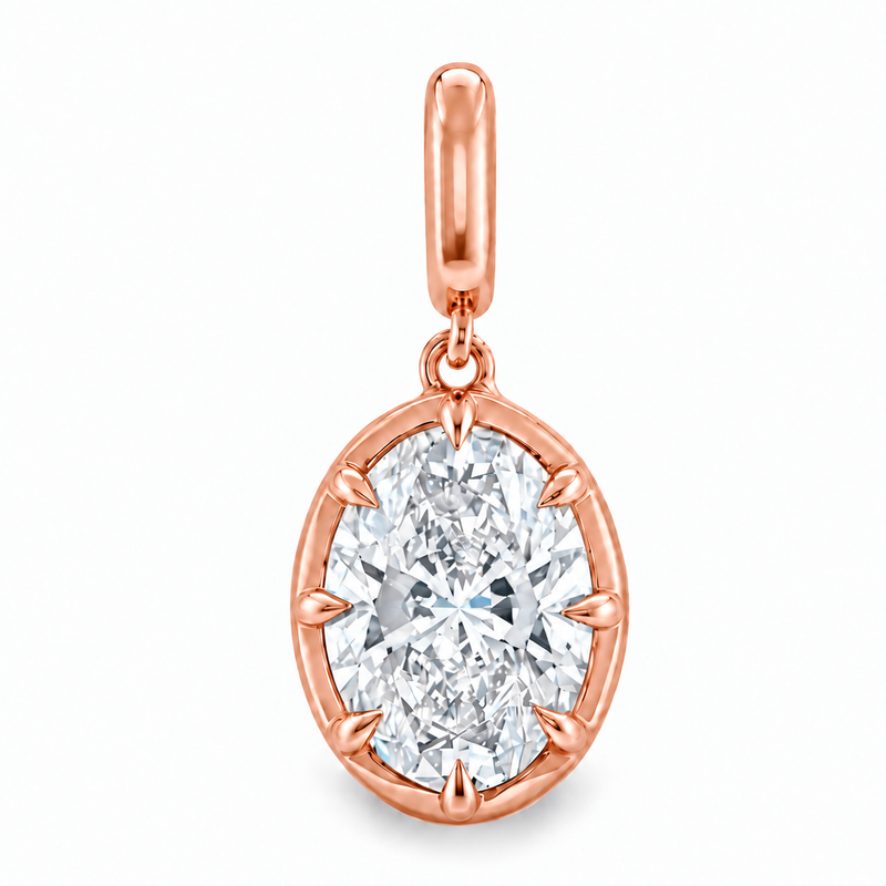 Georgian Set Oval Diamond Pendant, view 3