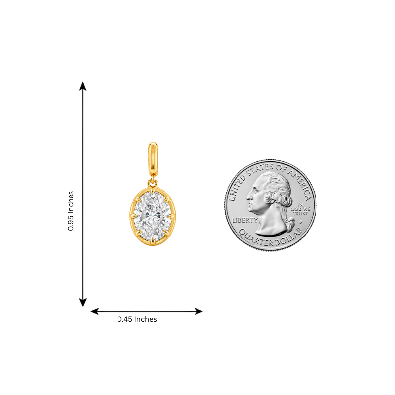 Georgian Set Oval Diamond Pendant, view 9