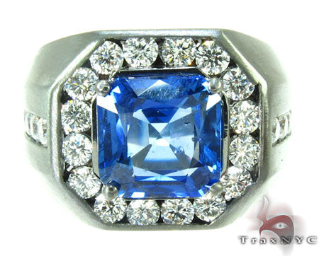 Mens 18K Gold Godfather Flawless Sapphire Ring, photo 2 of 8