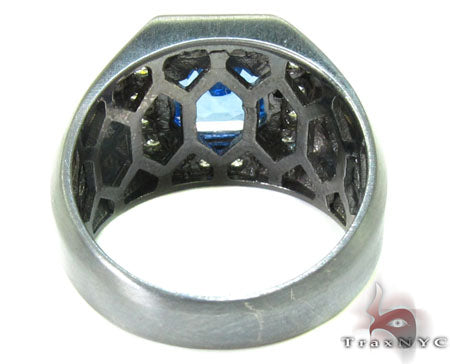 Mens 18K Gold Godfather Flawless Sapphire Ring, photo 6 of 8