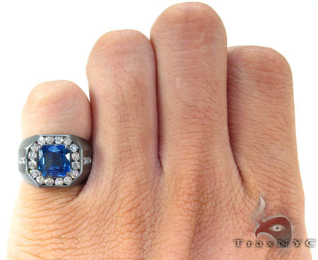 Mens 18K Gold Godfather Flawless Sapphire Ring, photo 8 of 8