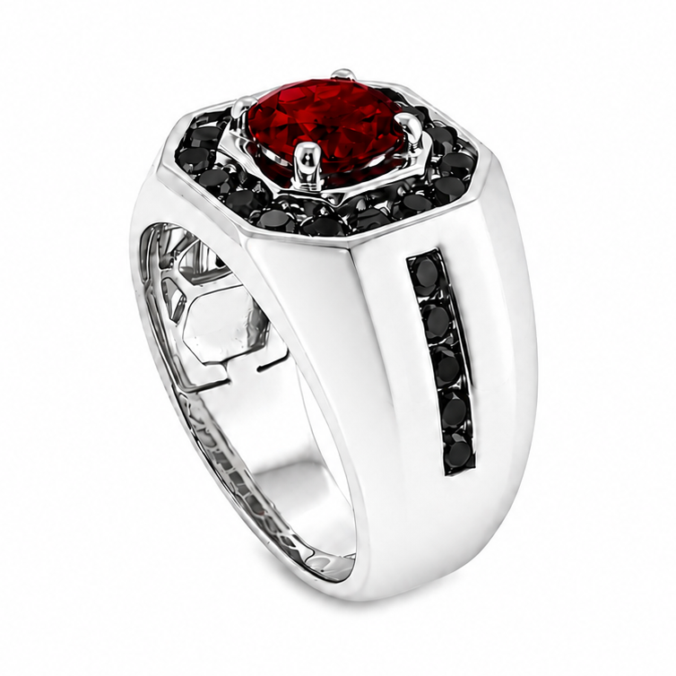 Godfather Silver Garnet Ring 29115