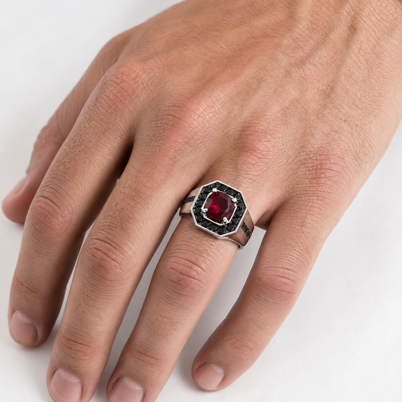 Godfather Silver Garnet Ring 29115