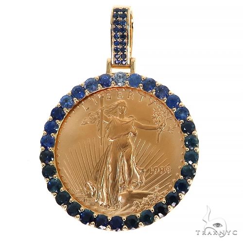 Gold 1 Ounce Sapphire Bezel Pendant 68084 - Image 1