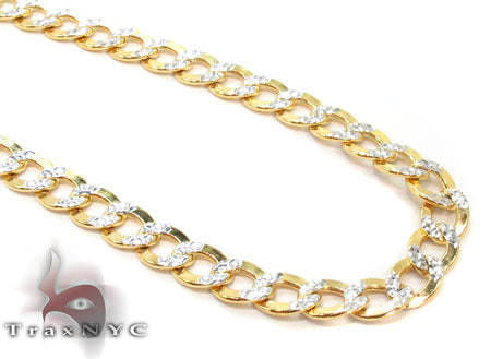24-inch yellow gold diamond-cut solid curb link chain, 3.5mm thickness, men's style.