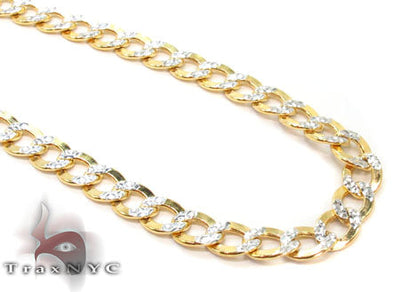 10K Yellow Gold Diamond Cut Solid Curb Link Chain 3.2mm 33012