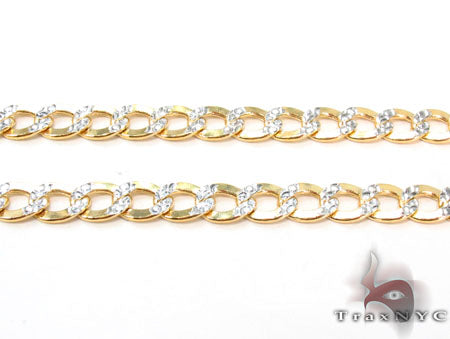 10K Yellow Gold Diamond Cut Solid Curb Link Chain 3.2mm, photo 2 of 6