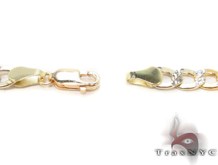 10K Yellow Gold Diamond Cut Solid Curb Link Chain 3.2mm, photo 4 of 6