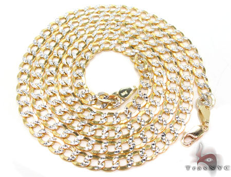 10K Yellow Gold Diamond Cut Solid Curb Link Chain 3.2mm, photo 5 of 6
