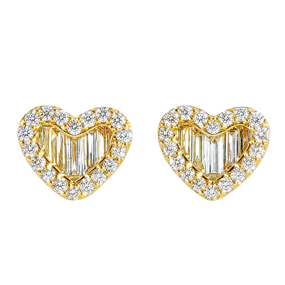 Golden Heart Diamond Earrings 71407