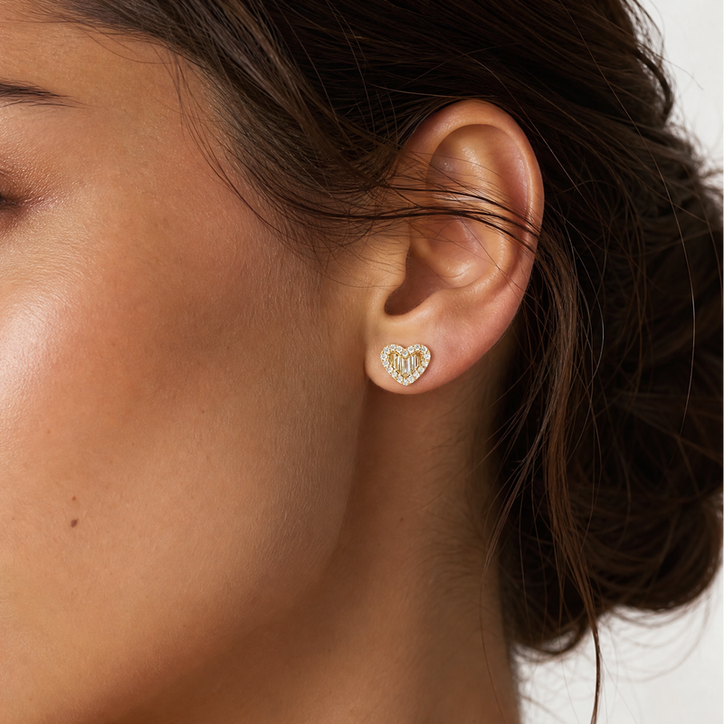Golden Heart Diamond Earrings 71407