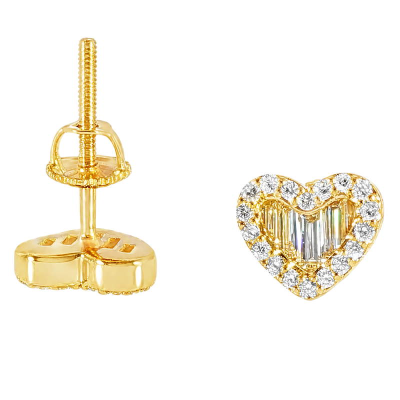 Golden Heart Diamond Earrings 71407