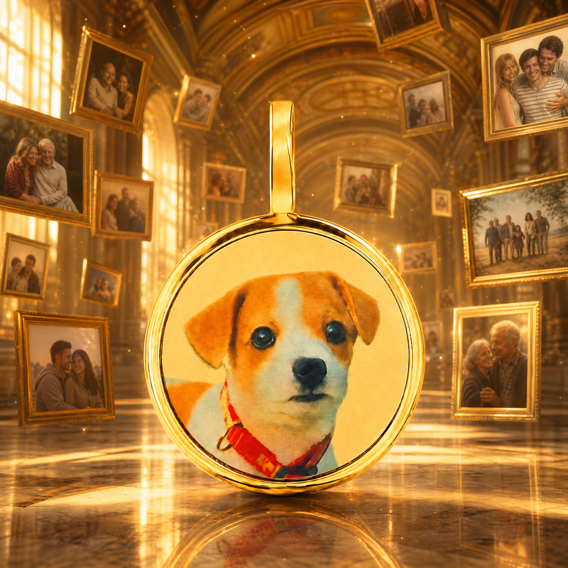 Golden Pet Portrait Pendant 71432