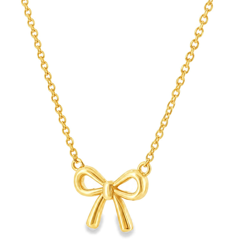 Golden Ribbon Bow Necklace, view 4
