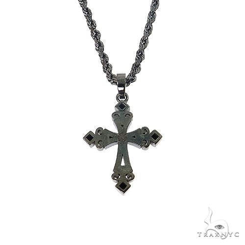 Gothic Style Black Diamond Cross Pendant Set 68713 - Image 4