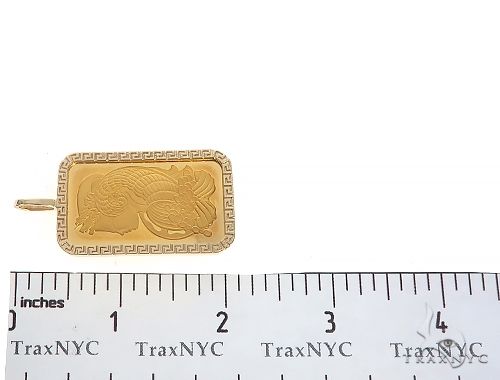 Greek Motif Dog Tag Pendant with 1 Ounce PAMP Suisse Bar Lady Fortuna