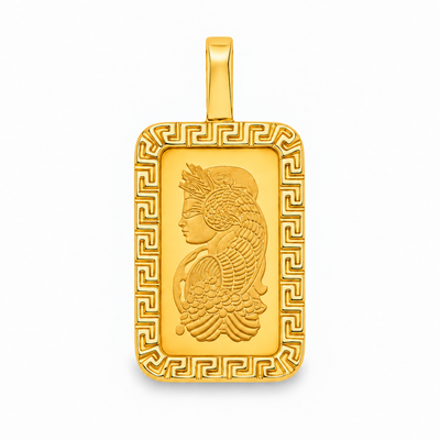Greek Inspired Dog Tag Pendant with 2.5g PAMP Suisse Bar 65600