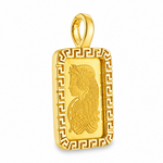 Greek Inspired Dog Tag Pendant with 2.5g PAMP Suisse Bar in 14K gold, view 5