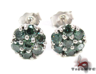 Green Diamond Cluster Earrings 12511 - Image 1