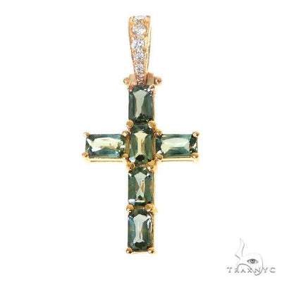 Green Sapphire Cross Pendant 67461 - Image 1