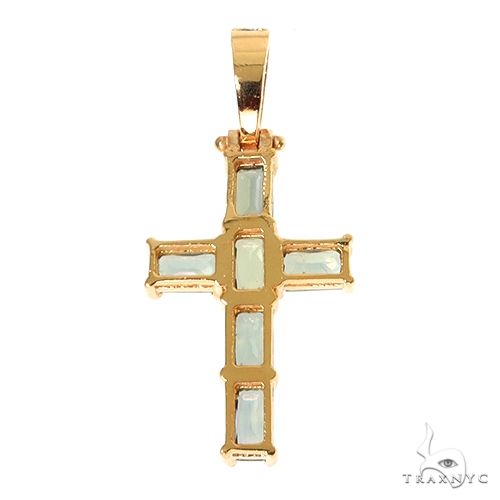 14K Gold Green Sapphire Cross Pendant, photo 4 of 6