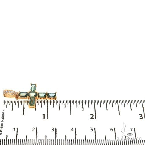 14K Gold Green Sapphire Cross Pendant, photo 6 of 6