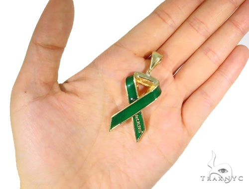 Green Enamel Gold Pendant 44517 - Image 6