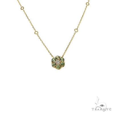 Green Sapphire Diamond Flower Necklace 67222 - Image 1