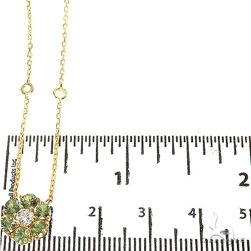 14K Gold Green Sapphire Diamond Flower Necklace, photo 5 of 5