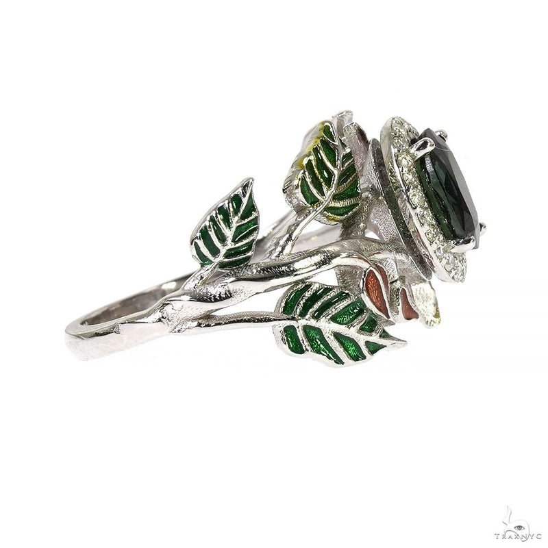 14K Gold Green Sapphire Flower Ring, view 3