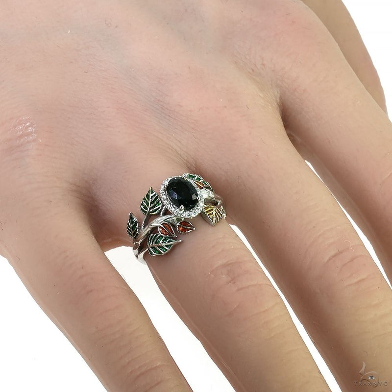 14K Gold Green Sapphire Flower Ring, view 7