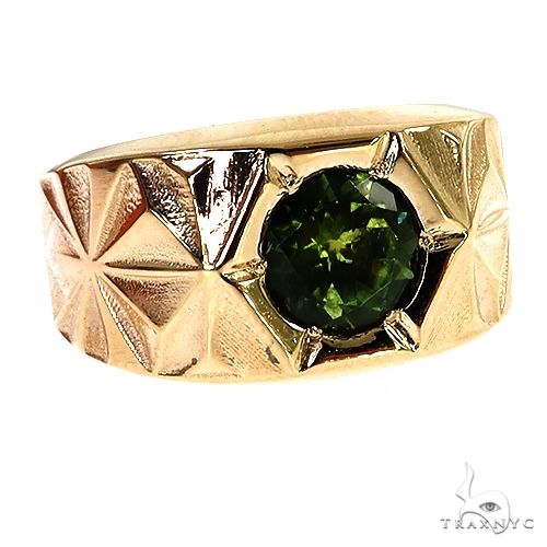 14K Gold Solitary Tuxedo Green Tourmaline Ring, photo 2 of 6