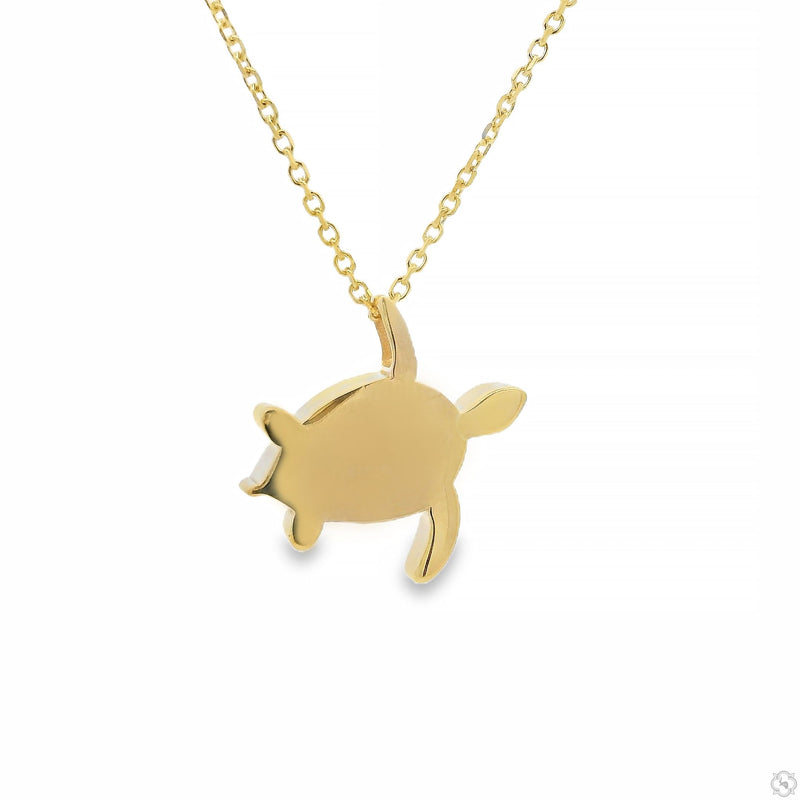 14K Gold Green Turtle Gemstone Pendant Set, photo 4 of 7