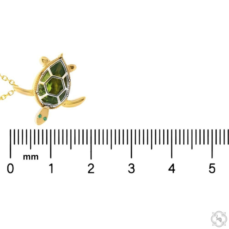 14K Gold Green Turtle Gemstone Pendant Set, photo 6 of 7