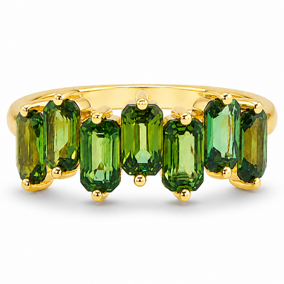 Green Sapphire Skyline Baguette Ring 71759
