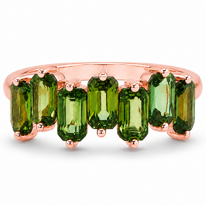 Green Sapphire Skyline Baguette Ring 71759