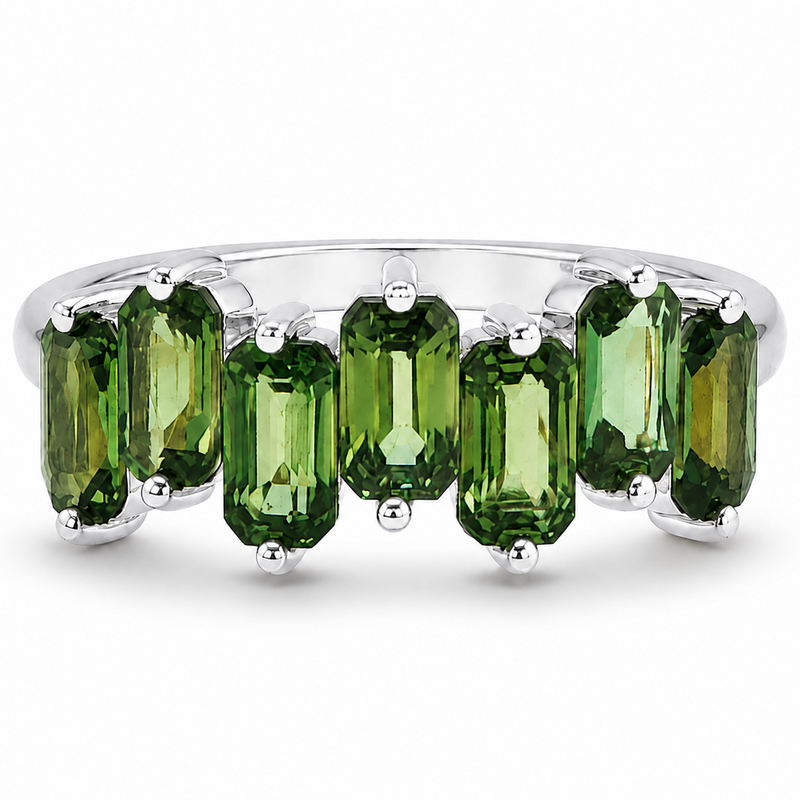Green Sapphire Skyline Baguette Ring 71759