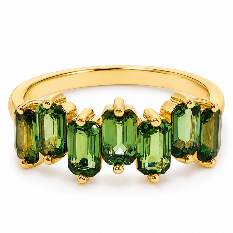 Green Sapphire Skyline Baguette Ring 71759