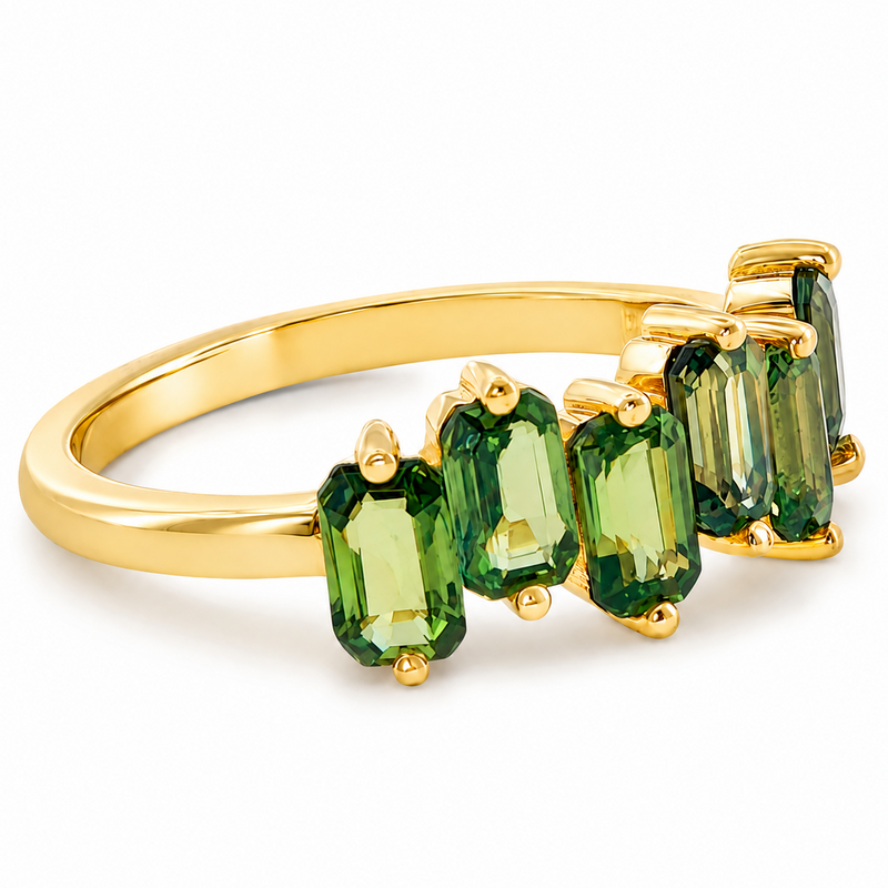 Green Sapphire Skyline Baguette Ring 71759