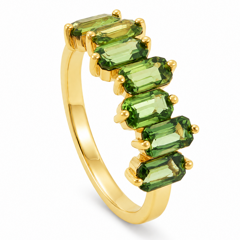 Green Sapphire Skyline Baguette Ring 71759