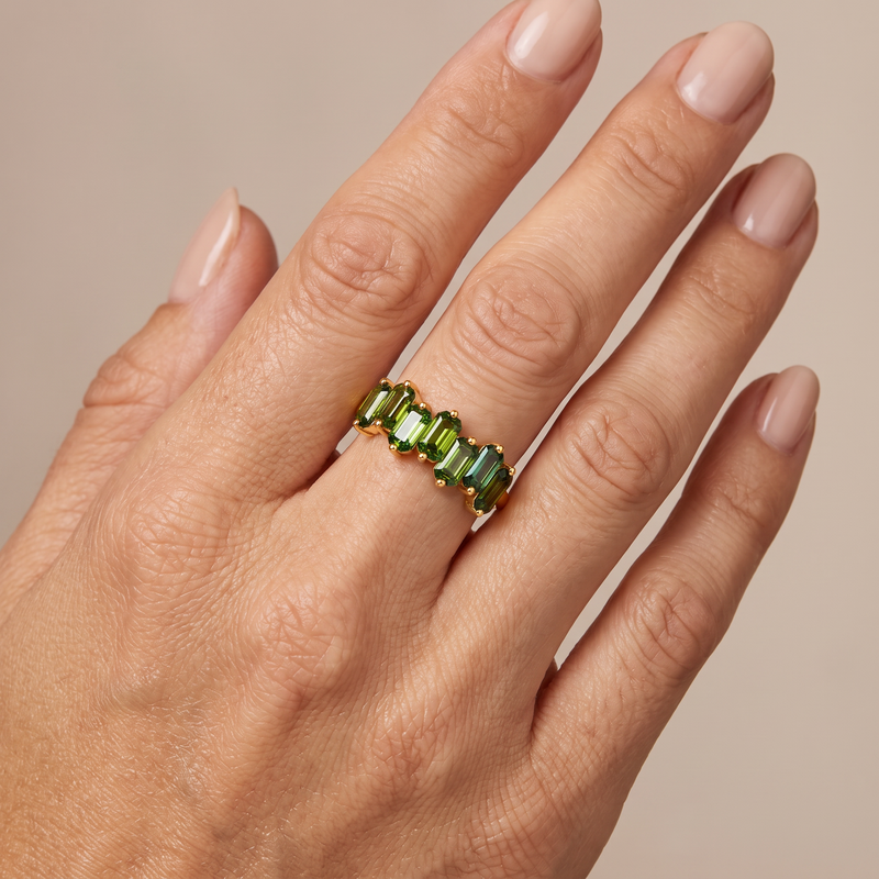 Green Sapphire Skyline Baguette Ring 71759