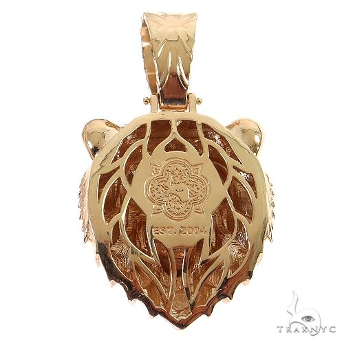 14K Gold Grizzly Bear Garnet Diamond Pendant, photo 4 of 7