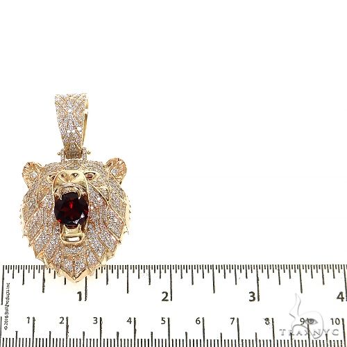 14K Gold Grizzly Bear Garnet Diamond Pendant, photo 5 of 7