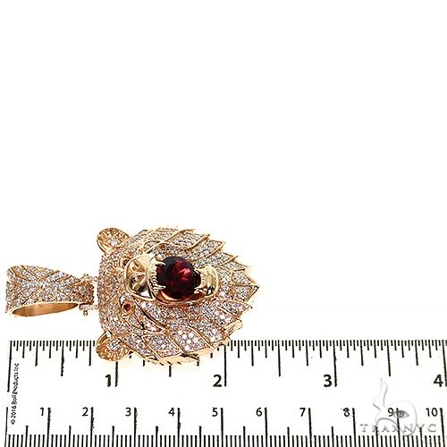 14K Gold Grizzly Bear Garnet Diamond Pendant, photo 6 of 7