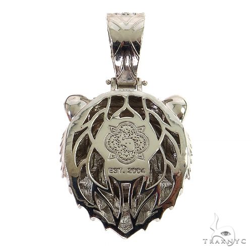 14K Gold Grizzly Bear Blue Topaz Diamond Pendant, photo 4 of 7