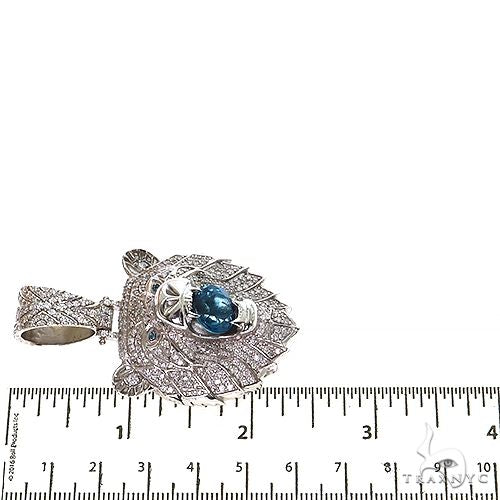 14K Gold Grizzly Bear Blue Topaz Diamond Pendant, photo 6 of 7