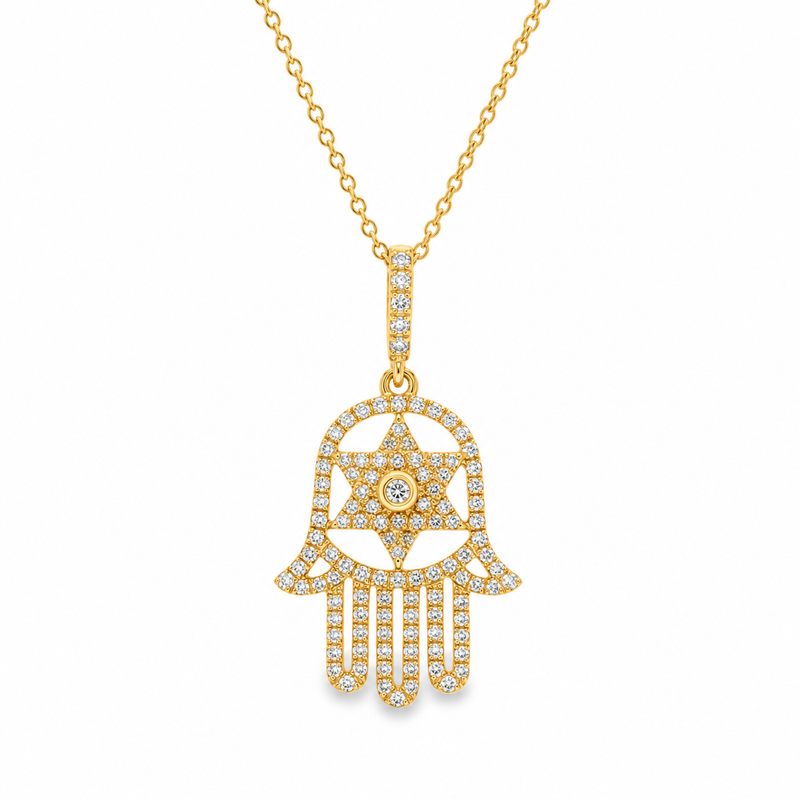 Guardian Light Hamsa & David Star Necklace 71825